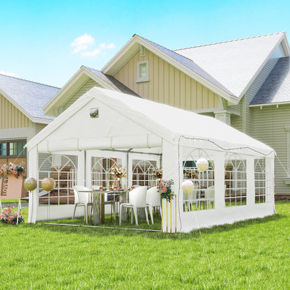 6 x 4 m Party Tent, Heavy Duty Gazebo Canopy with Windows, Outdoor Party Wedding Tent with 4 Removable Sidewalls