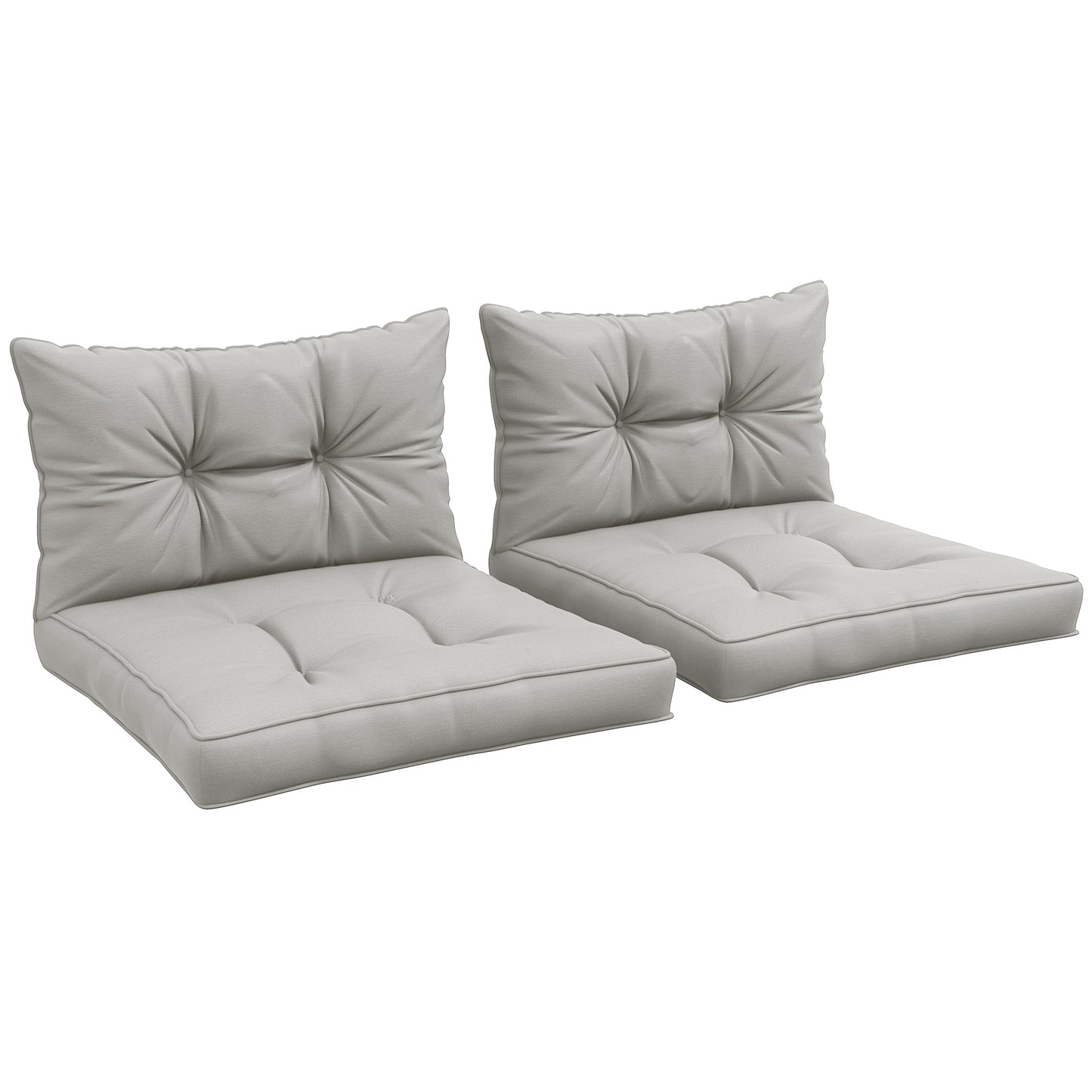 4-Piece Seat Cushions Back Pillows Replacement, Patio Chair Cushions Set for Indoor Outdoor, Light Grey