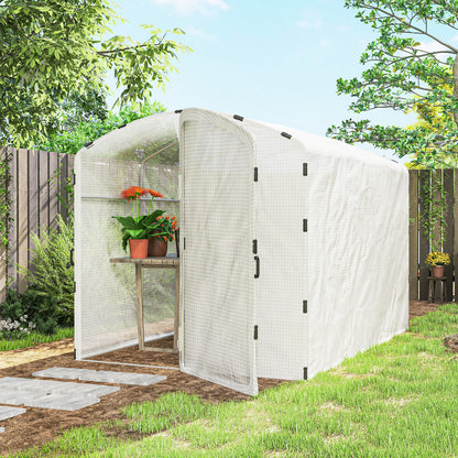 Polytunnel Greenhouse Walk-in Grow House with UV-resistant PE Cover, Door and Galvanised Steel Frame, 3 x 2 x 2m, White