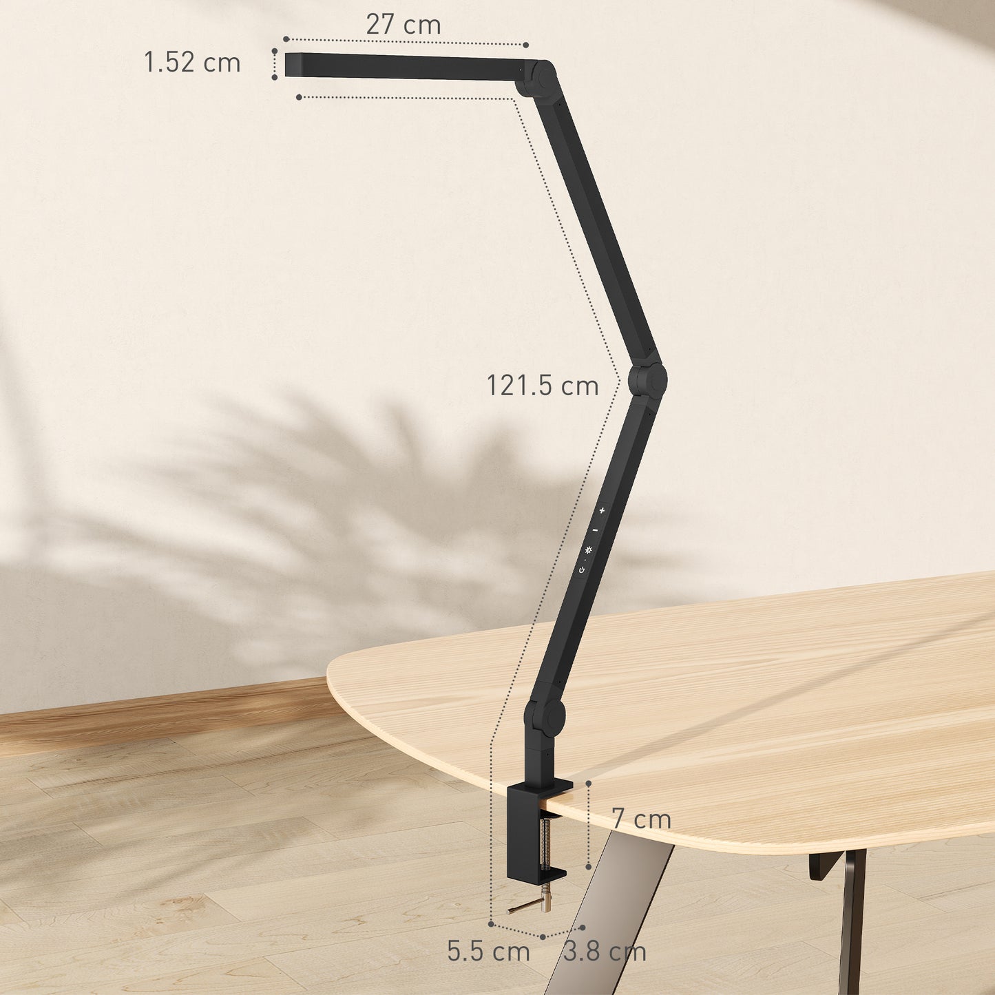 LED Desk Lamp, Dimmable Desk Light with Swing Arm and Clamp