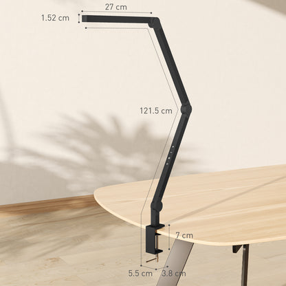 LED Desk Lamp, Dimmable Desk Light with Swing Arm and Clamp