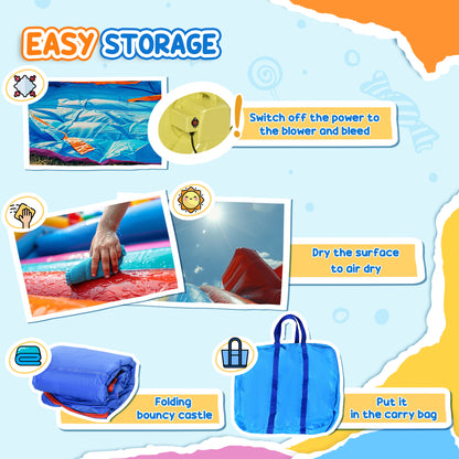 Bouncy Castle Inflatable Basket Trampoline Slide Monster Design for Kids Age 3-8, Blue