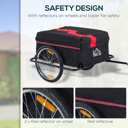 Two-Wheel Bicycle Large Cargo Wagon Trailer Oxford Fabric, Folding Storage, & Removable Cover, Red