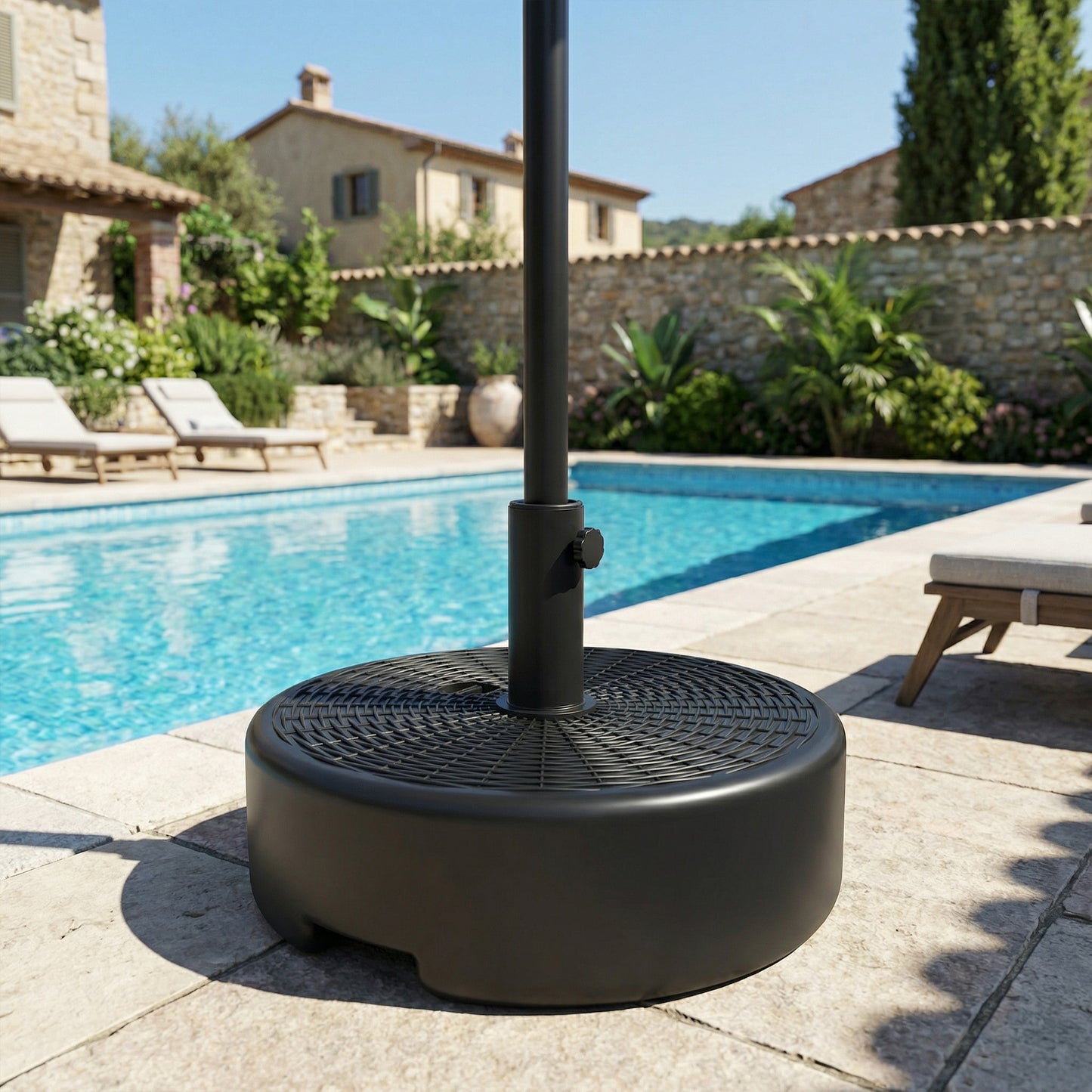 Patio Umbrella Base 22kg Sand Filled Garden Parasol Stand forfor 38mm/48mm Poles, Black