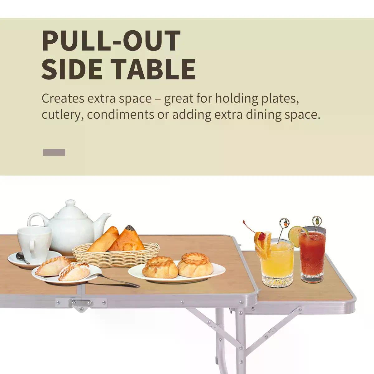 3ft Aluminium MDF-Top Folding Picnic Table Portable Camping Table