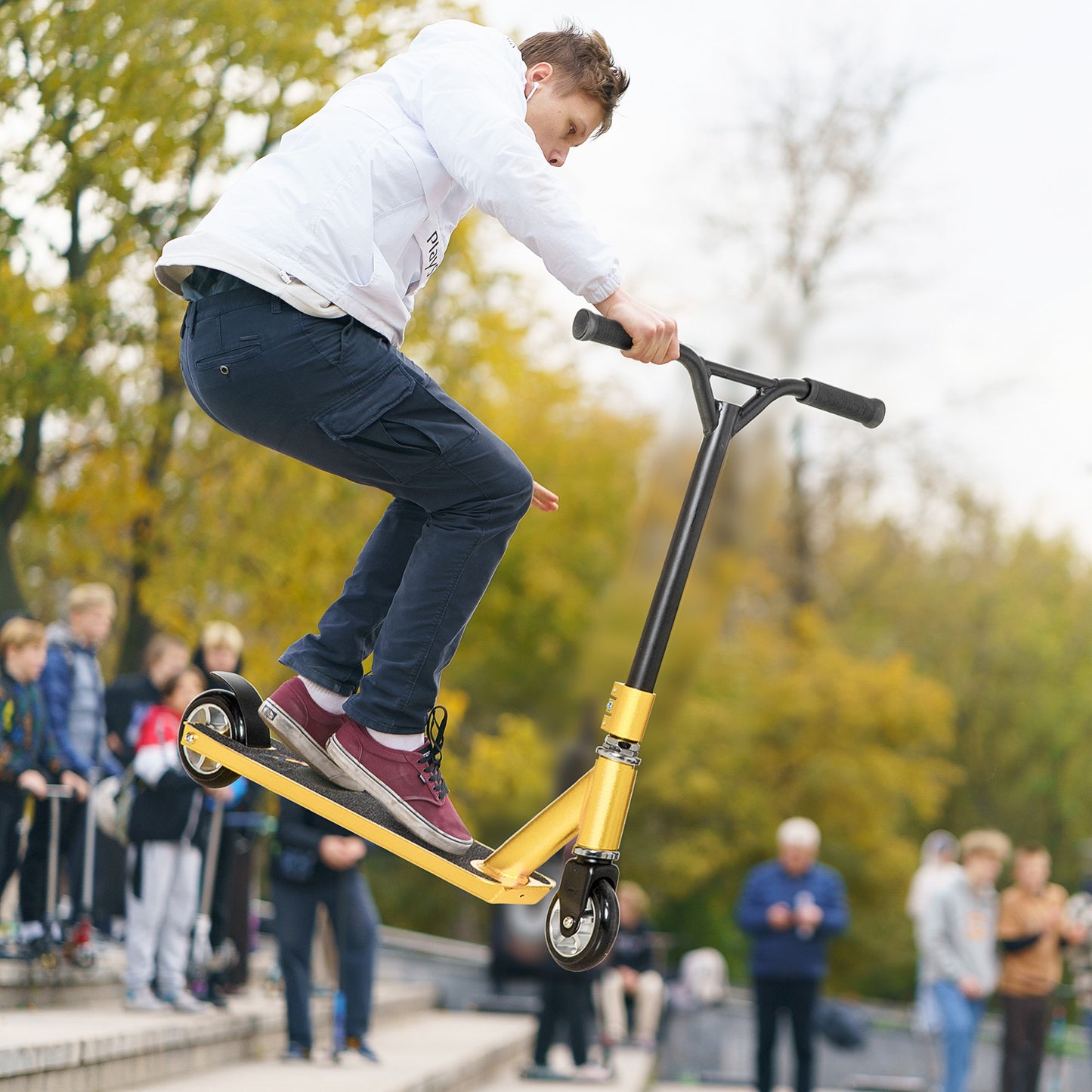 Stunt Scooter, 360° Entry Level Tricks Scooter w/ Lightweight Aluminium Deck and ABEC 7 Bearing, For Age 14+ Beginners