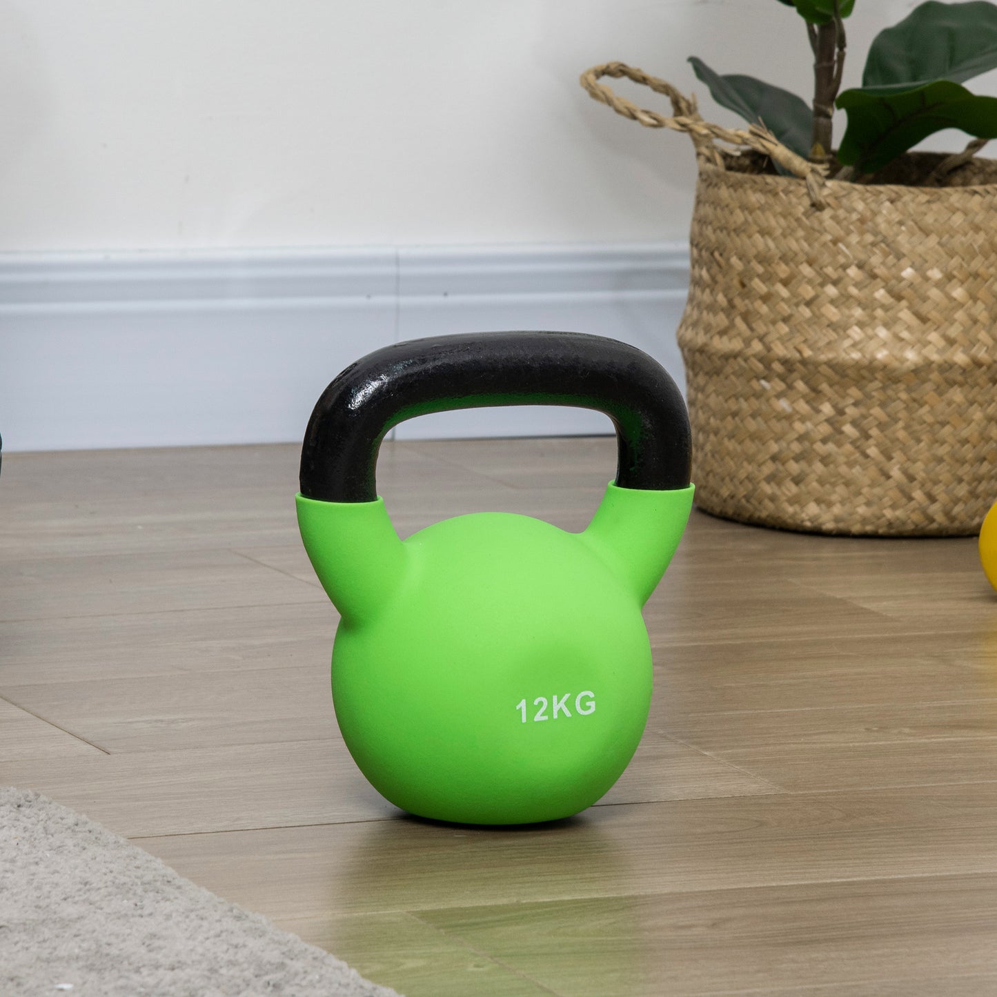 Kettlebell, 12kg Kettle Bell with Non-Slip Handle for Home Gym Weight Lifting and Strength Training, Green