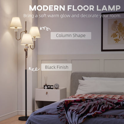 Floor Lamp, 165 cm Tall Standing Lamp with 3 Light and Foot Switch for Living Room, Bedroom, Bedside, Office