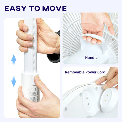 Pedestal Fan with Oscillating, Tilt, Adjustable Height, White