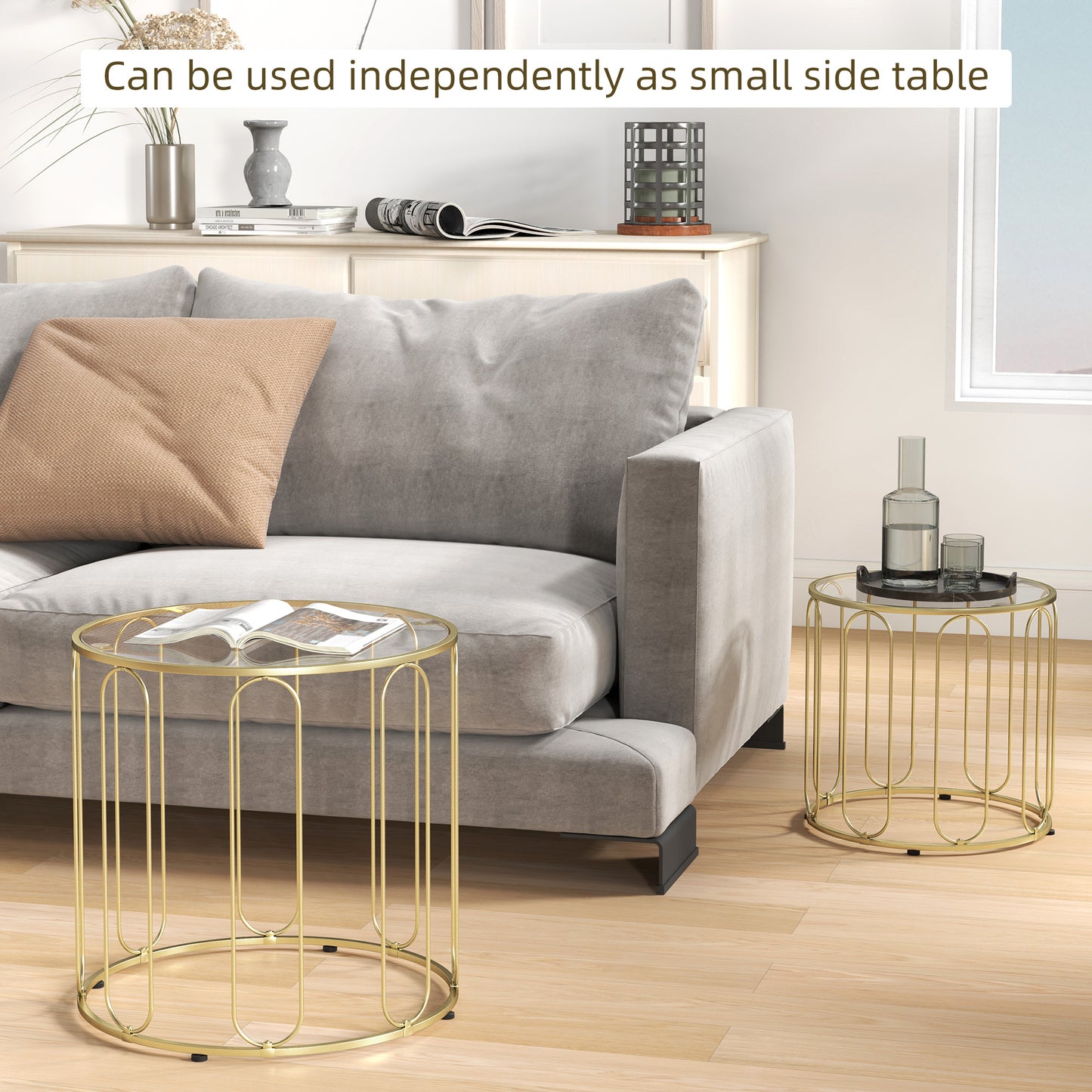Elliptical Cut-Out Nesting Tables - Gold-Tone