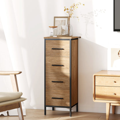 Narrow Bathroom Storage Cabinet with 4 Drawers - Oak