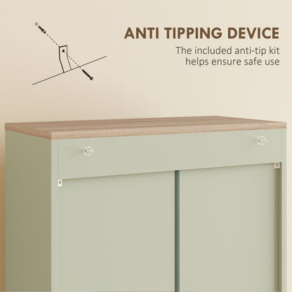Freestanding Kitchen Cupboard, 4-Door Storage Cabinet with Adjustable Shelves, Modern Kitchen Pantry, 170cm, Green
