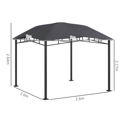 3x3(m) Outdoor Gazebo Garden Gazebo Pavilion Sunshade Canopy Tent with Steel Frame, Grey