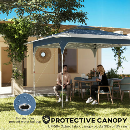 3.5 x 3.5 m Pop Up Gazebo with One-Push Setup, UPF50+ Double Tier Garden Party Tent Marquee with Carry Bag, Blue