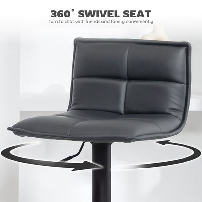 Set of Two Modern Faux Leather Bar Stools - Dark Grey