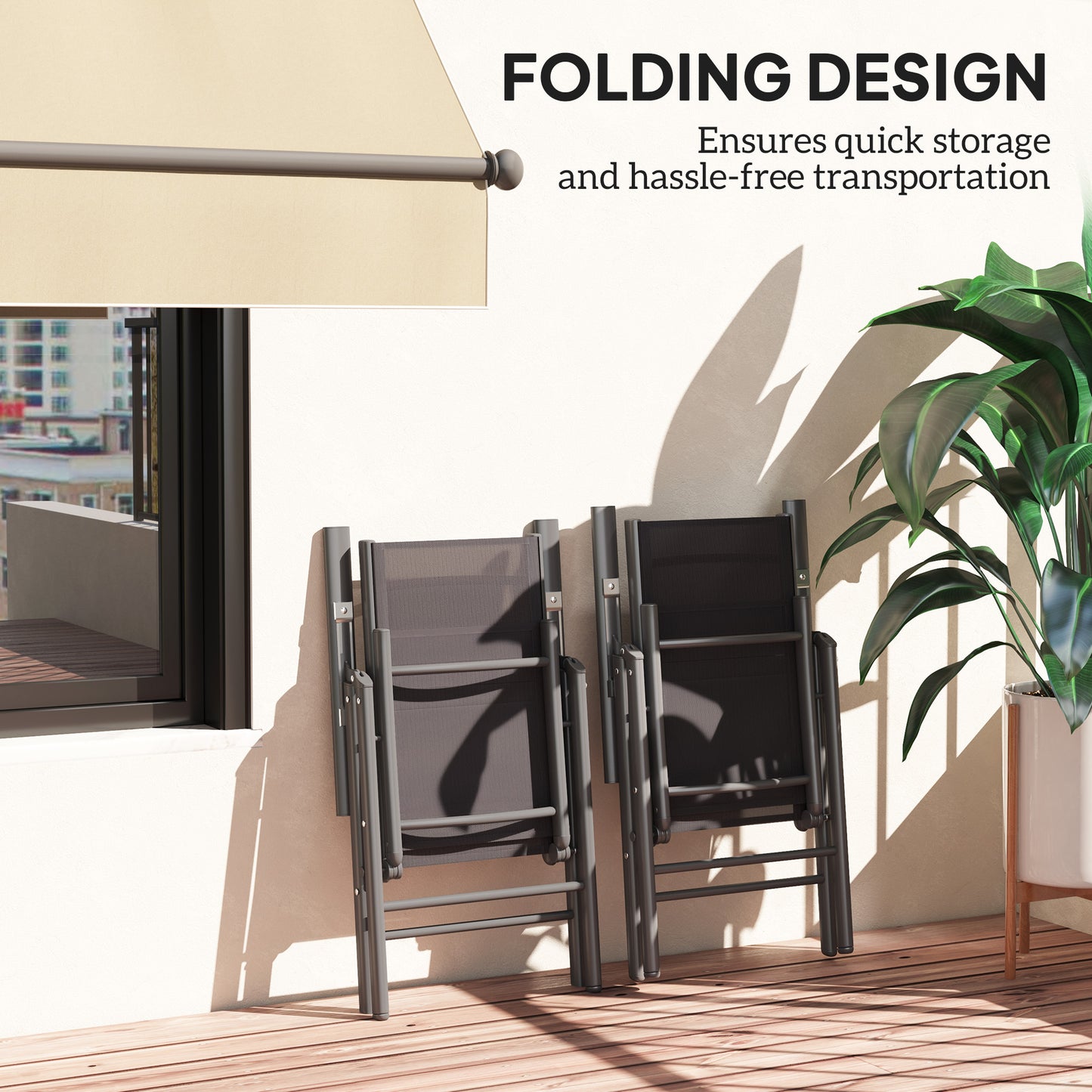 Set of 2 Folding Garden Chairs, Aluminium Frame Outdoor Dining Chairs with Breathable Mesh Back and Seat