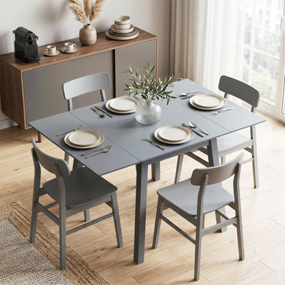 Solid Wood Folding Dining Table, Drop Leaf Table for 2-4 People, Rectangle Kitchen Table