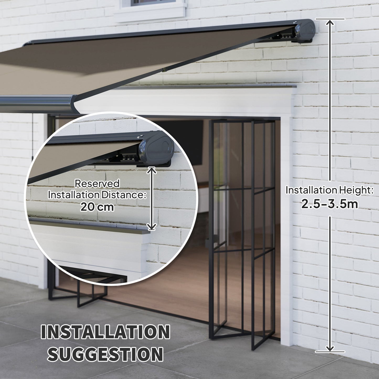 4 x 3(m) Full Cassette Electric Awning with Remote Controller, Aluminium Frame DIY Retractable Garden Awning