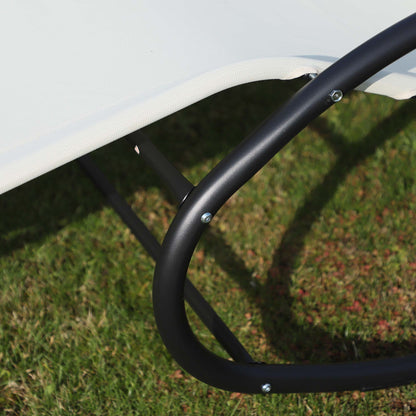 Double Sun Lounger, Rocking Lounger Sunbed Daybed with Armrest and Headrest Pillow, for Two, For Outdoor Patio Garden