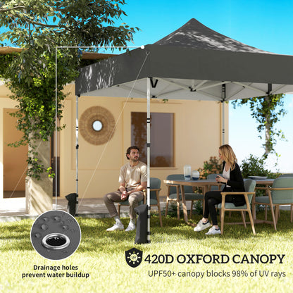 3 x 3 m Pop Up Gazebo with Sidewalls, UPF50+ Heavy Duty Garden Party Tent Marquee with Wheeled Carry Bag, Dark Grey