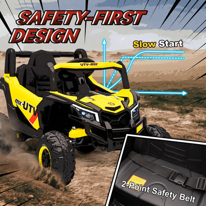 12V Kids Ride On Car with Remote Control, Kids Electric Car with Suspension System, Music, for Kids 3-5 Years, Yellow