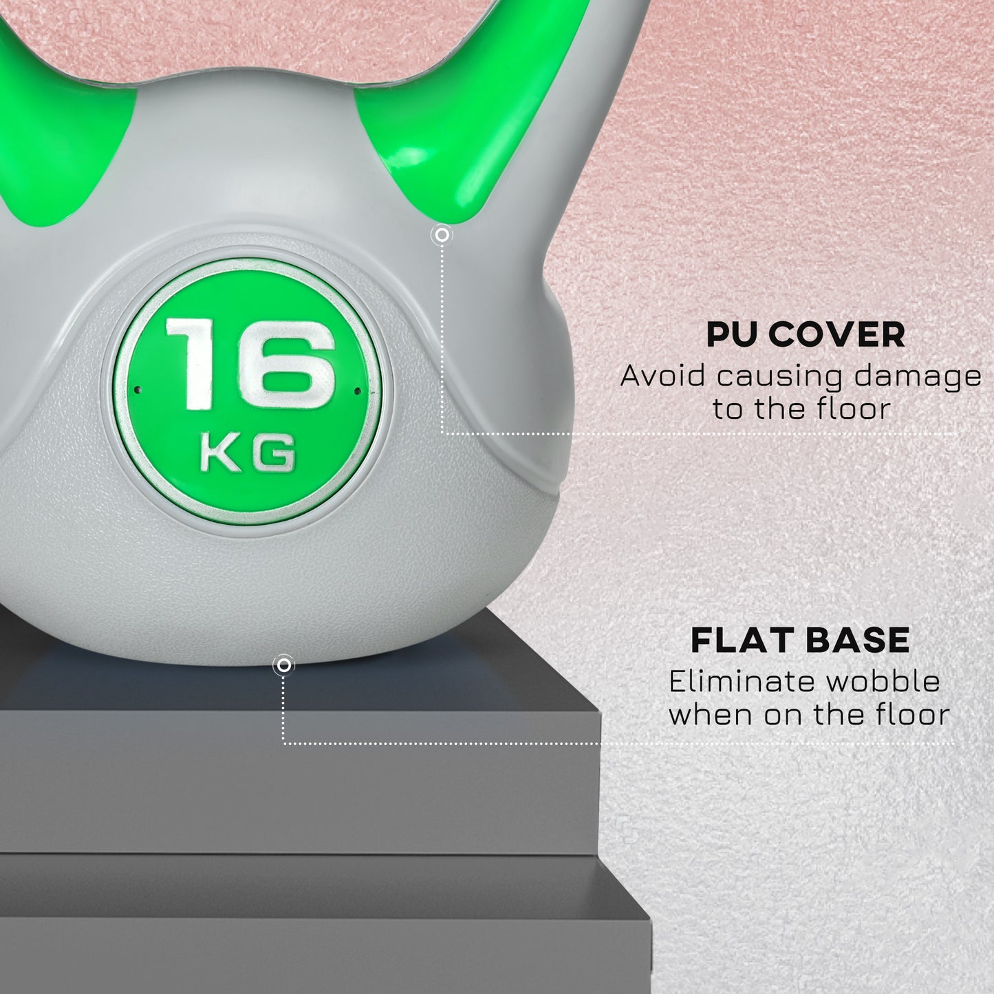 Kettlebell, 16kg Kettle Bells with Handle for Home Gym Weight Lifting and Strength Training, Green and Grey