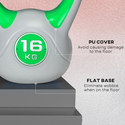 Kettlebell, 16kg Kettle Bells with Handle for Home Gym Weight Lifting and Strength Training, Green and Grey