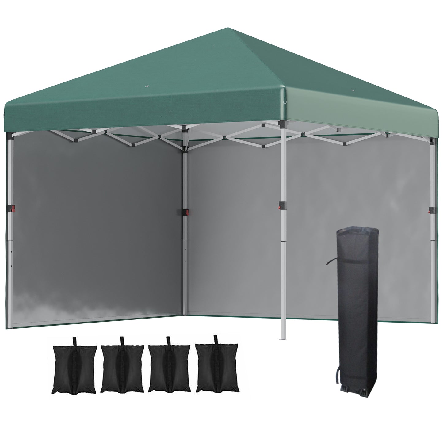 3 x 3 (M) Pop Up Gazebo, UPF 30+ with 2 Sidewalls, Leg Weight Bags and Wheeled Bag