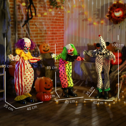 Life Size Stackable Halloween Animated Clown with Red Light Up Eyes, Sound Activated Scary Halloween Decorations