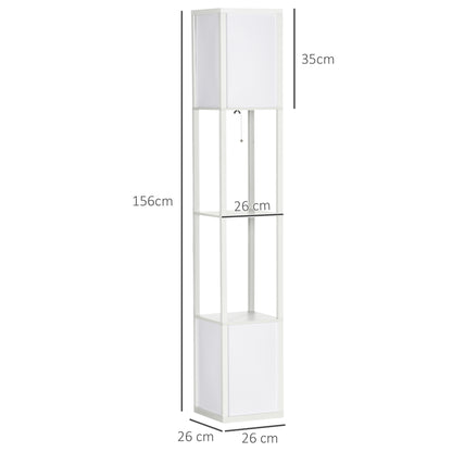 156cm Floor Lamp Shelving Unit - White
