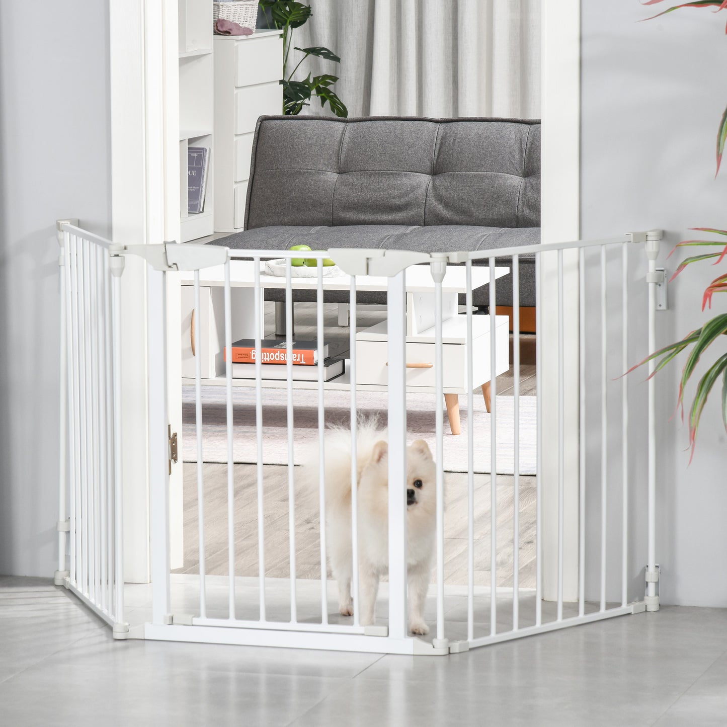Pet Safety Gate, 3 Panels Playpen Fireplace, Foldable Metal Fence, Stair Barrier, Room Divider