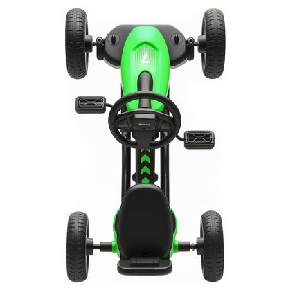 Pedal Go Kart for Kids 2-5 Years, with Silent EVA Wheels, Metal Frame, Green