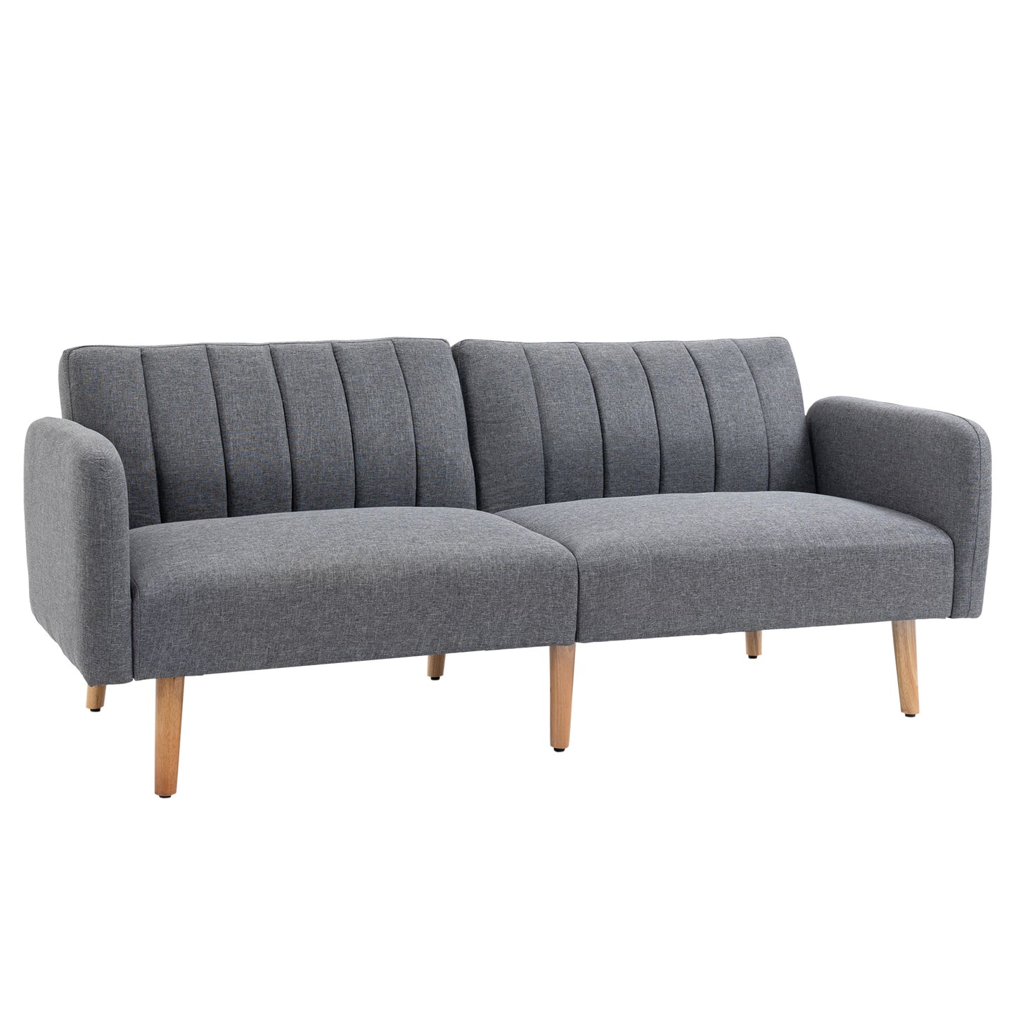 3 Seater Sofa Bed, Convertible Linen Fabric Sofa Couch, Click Clack Sofabed with Adjustable Split Backrest for Living Room