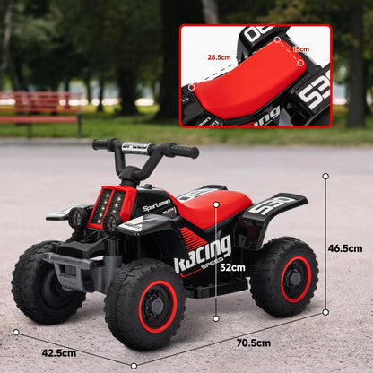 6V Electric Quad Bike for Kids, Ride On ATV w/ Forward/Reverse, Headlights, for Ages 18-36 Months, Black