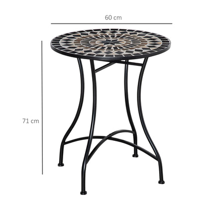 Φ60cm Mosaic Outdoor Patio Table - Black
