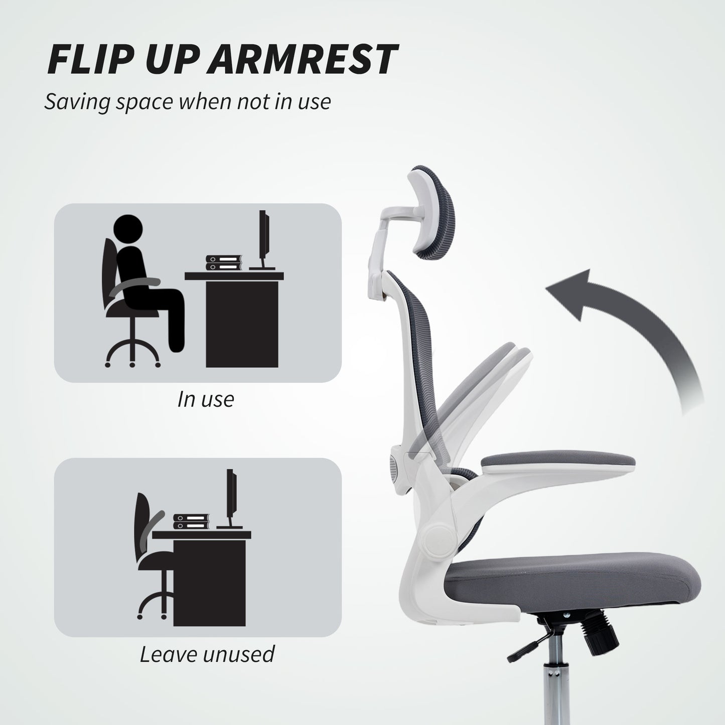Mesh Back Office Chair, with Lumbar Support - Charcoal Grey
