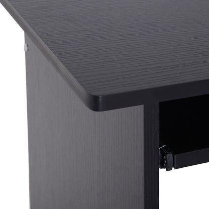 Compact Small Computer Table Wooden Desk Keyboard Tray Storage Shelf Modern Corner Table Home Office Black
