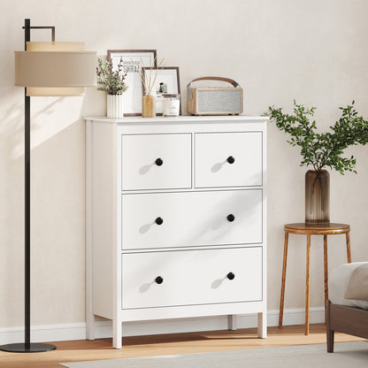 Modern Chest of Drawers, 4 Drawer Dresser Clothes Storage Organiser for Living Room, Hallway, Entryway, White