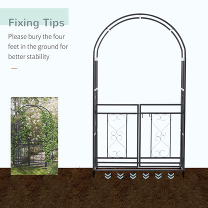 Outdoor Garden Arch with Double Gates, Metal Garden Arbor for Climbing Plants, Roses, Vines, Wedding Arch for Outdoor