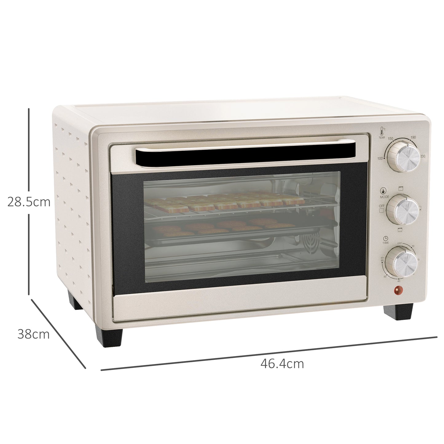 21L Mini Countertop Oven, 100°C-230°C Adjustable Temp - Cream White