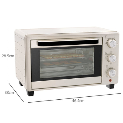 21L Mini Countertop Oven, 100°C-230°C Adjustable Temp - Cream White