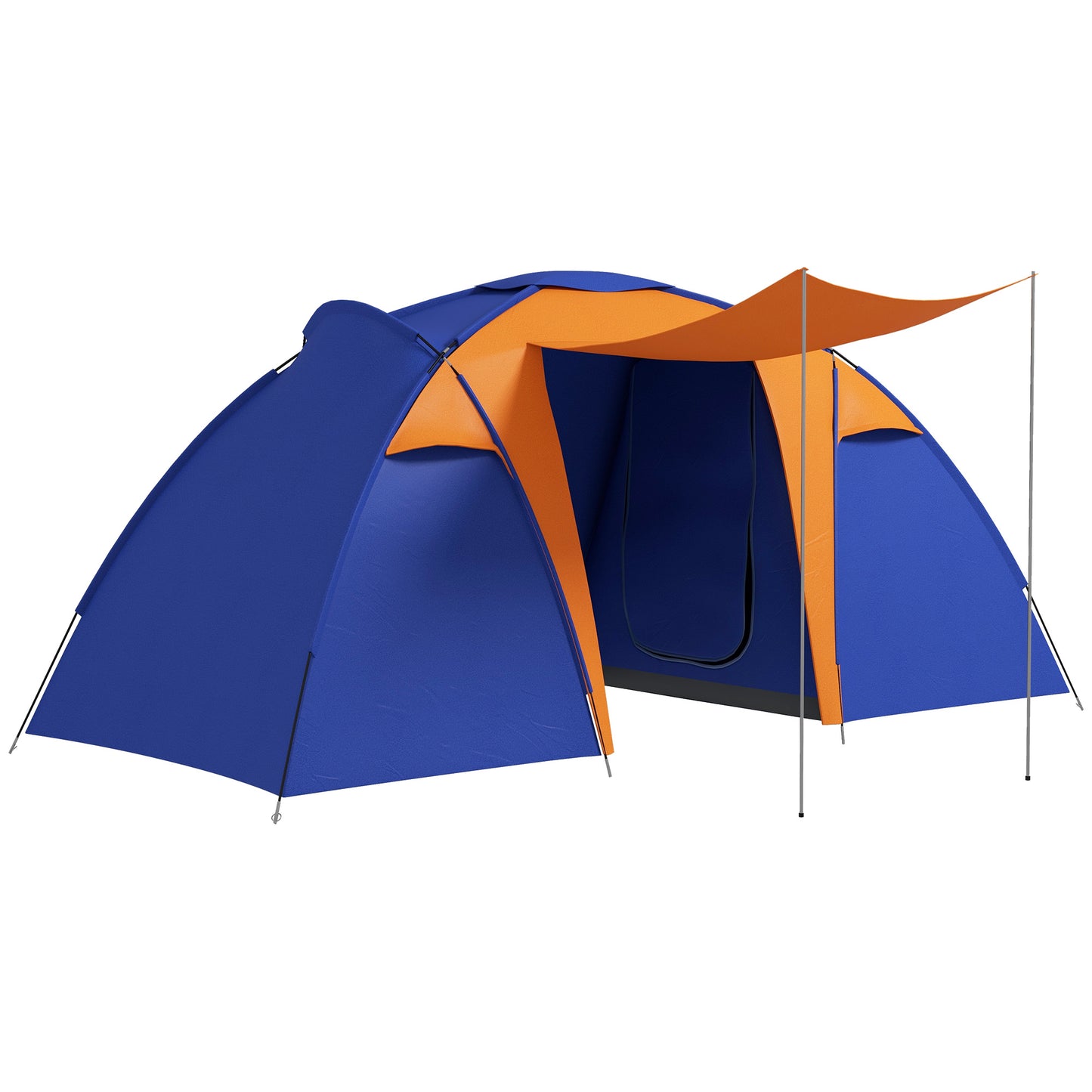 Camping Tent with 2 Bedroom, Living Area and Porch, 4-6 Man Large Tunnel Tent, 2000mm Waterproof, Portable with Bag