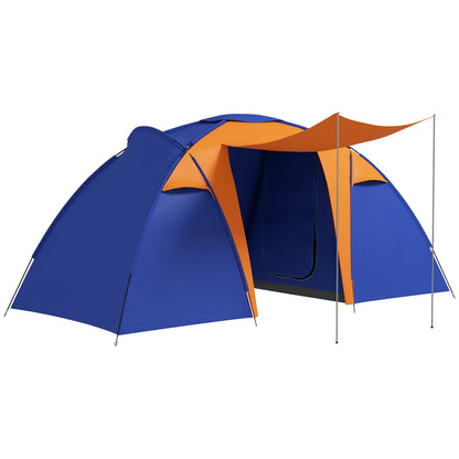 Camping Tent with 2 Bedroom, Living Area and Porch, 4-6 Man Large Tunnel Tent, 2000mm Waterproof, Portable with Bag