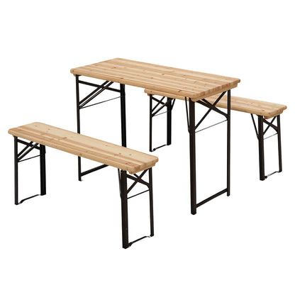 Portable Folding Camping Picnic Table and Bench Set Garden BBQ Chairs Stools Trestle Wooden Wood (120cm(L) x 25cm(W) x 46cm(H
