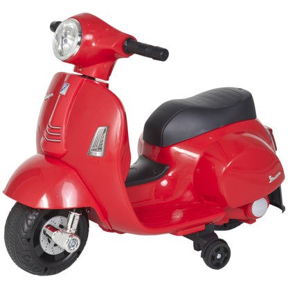 Vespa Licensed 6V Kids Electric Motorbike Ride On Motorcycle Battery Powered for 18-36 Months with Horn Light Red