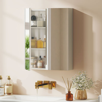 Bathroom Mirror Cabinet, 3-Tier Wall Mount Bathroom Storage Cabinet with Soft-Close Hinges and Adjustable Shelf
