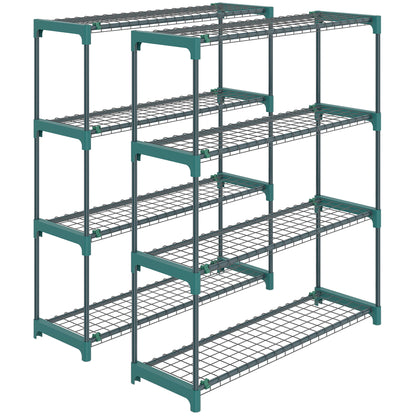 4-Tier Plant Stand Indoor Outdoor, Set of 2 Metal Plant Shelf with Rack Buckles for Easy Assembly, Flower Display Rack