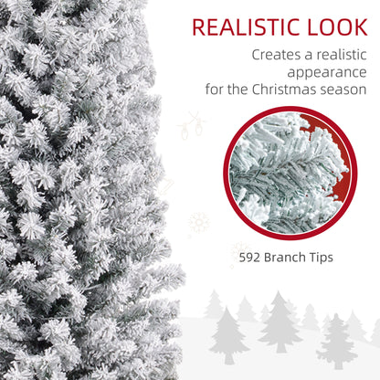 7ft Snowy Artificial Christmas Tree, with Lights, Decorations and Pine Cones