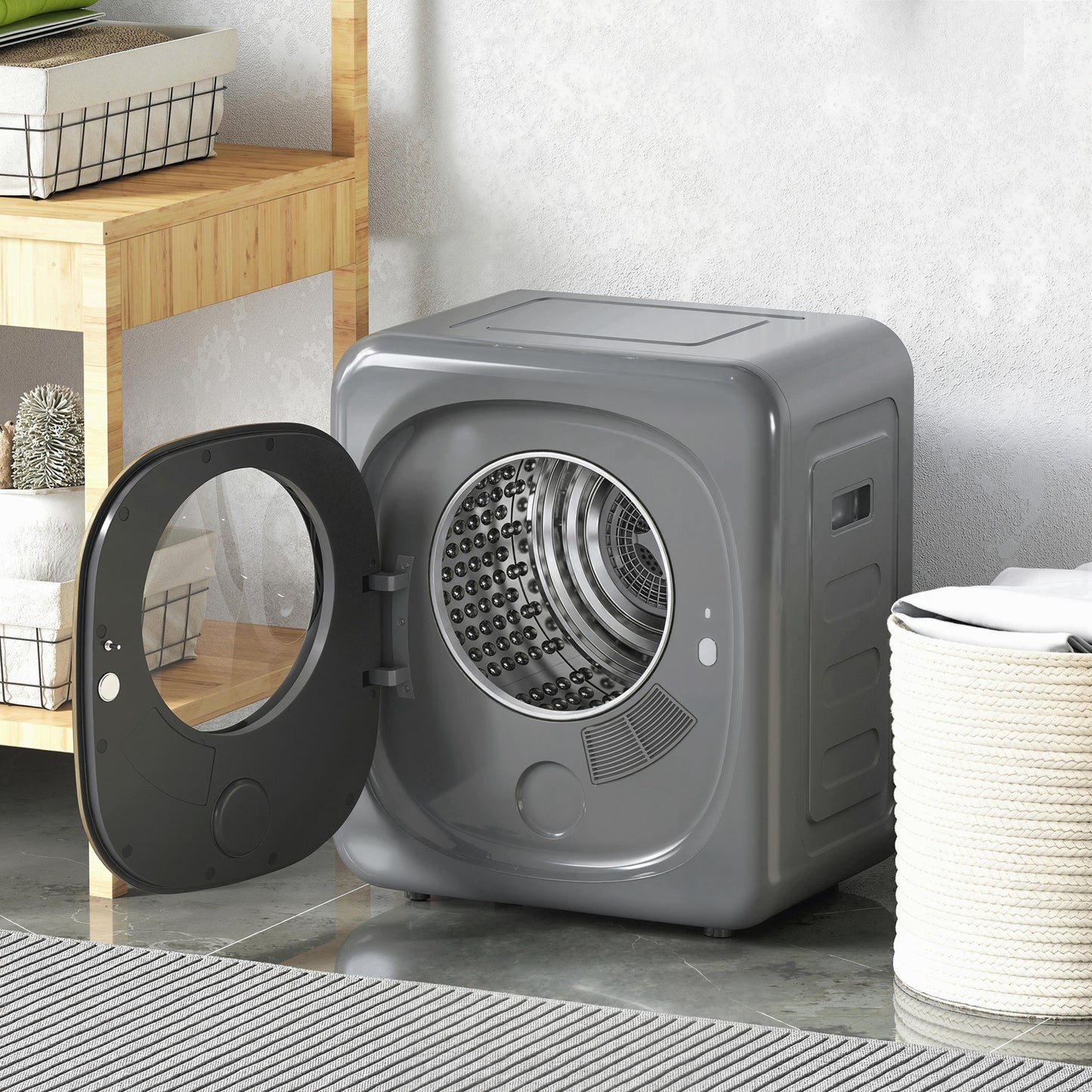 4kg Vented Tumble Dryer with 5 Drying Mode, 800W Compact Freestanding Front Tumble Dryer, Grey