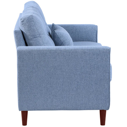 2 Seat Loveseat Double Sofa, Tufted Design and Wooden Legs for Living Room, Dining Room, Office - Blue